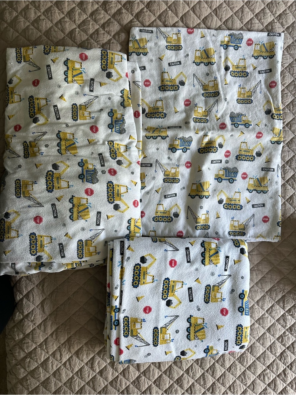 Construction Print Kids Pajama Set - Yellow and Blue flannel